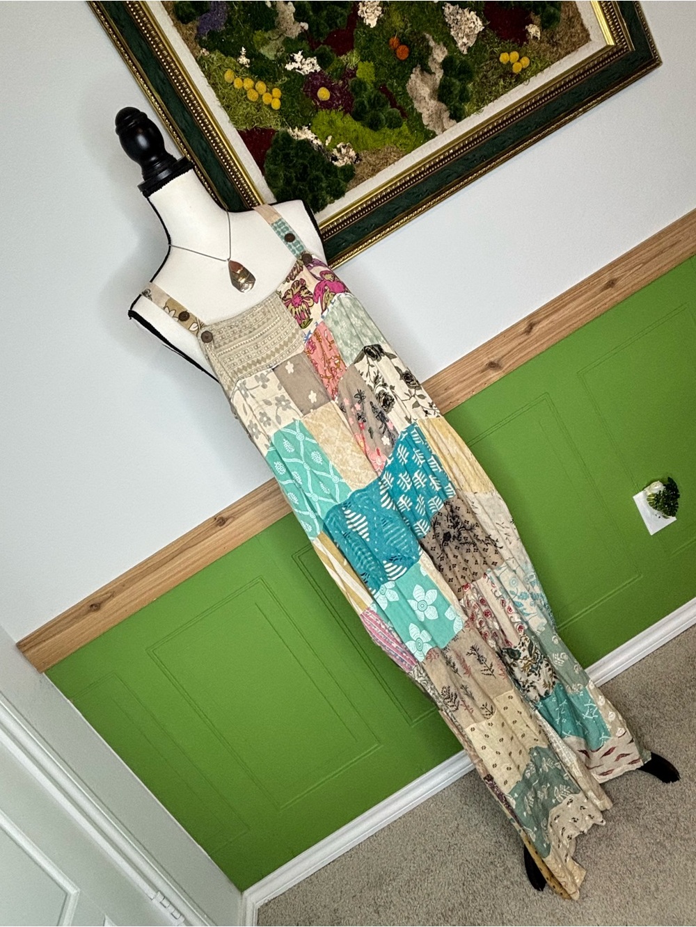 NWT Blue Sky Patchwork Multicolor Overalls - Picture 4 of 14